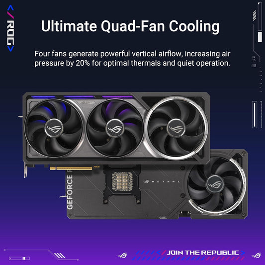 ASUS ROG Astral GeForce RTX™ 5090 OC Edition Gaming Graphics Card (PCIe® 5.0, 32GB GDDR7, HDMI®/DP 2.1, 3.8-Slot, 4-Fan Design, Axial-tech Fans, Patented Vapor Chamber, Phase-Change GPU Thermal pad) Elite
