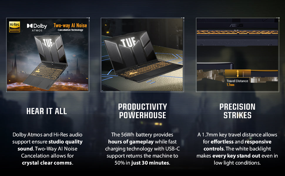 ASUS TUF Gaming F16 (2024) Gaming Laptop, 16” FHD+ 144Hz IPS-Level 16:10 Display, Intel® Core™ 5 210H Processor, NVIDIA® GeForce RTX™ 4050, 8GB DDR5, 512GB PCIe Gen4 SSD, Wi-Fi 6, Windows 11 Home Elite