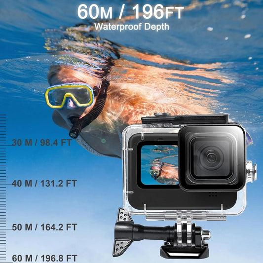 HONGDAK WaterProof Housing for Go Pro Hero 12/Hero 11 Black/Hero 10 Black/Hero 9 Black,Protective Underwater Dive Elite