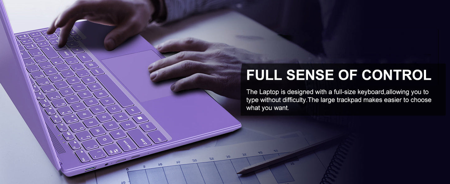 2025 16 Inch Gaming Laptop N5095 (Up to 2.9 GHz) 12GB+512GB SSD Support 1TB Expand Win 11 Laptops 1920 * 1200 FHD Screen 5G WiFi BT 4.2 Webcam Cooling Fan Numeric Keypad-Purple Elite