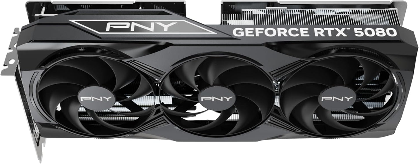 PNY NVIDIA GeForce RTX™ 5080 OC Triple Fan, Graphics Card (16GB GDDR7, 256-bit, Boost Speed: 2730 MHz, PCIe® 5.0, HDMI®/DP 2.1, 2.99-Slot, NVIDIA Blackwell Architecture, DLSS 4) Elite