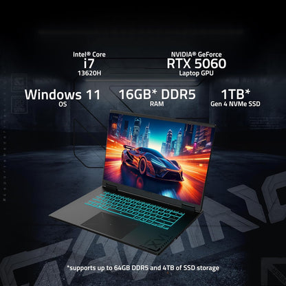 GIGABYTE - Gaming A16 Gaming Laptop - 165Hz 1920x1200 WUXGA - NVIDIA GeForce RTX 5060 - Intel i7-13620H - 1TB SSD with 16GB DDR5 RAM - Windows 11 Home AD Gaming A16 CVHI3US894SH Elite