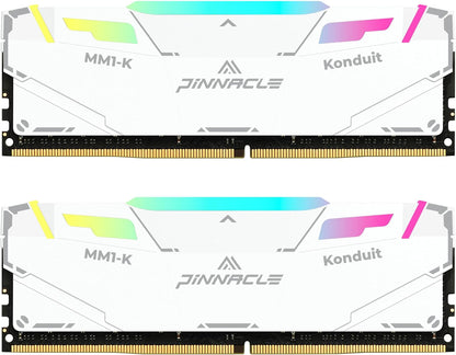 Timetec Pinnacle Konduit RGB DDR4 3200MHz PC4-25600 CL16-18-18-38 XMP2.0 Overclocking 1.35V Compatible for AMD and Intel Desktop Gaming PC Memory Module RAM (RGB White, 16GB KIT(2x8GB)) Elite