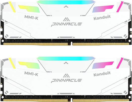 Timetec Pinnacle Konduit RGB DDR4 3200MHz PC4-25600 CL16-18-18-38 XMP2.0 Overclocking 1.35V Compatible for AMD and Intel Desktop Gaming PC Memory Module RAM (RGB White, 16GB KIT(2x8GB)) Elite