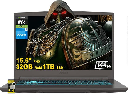 msi Thin Gaming Laptop, 15.6" FHD 144Hz, Intel i5-13420H, RTX 3050, 16GB RAM, 512GB NVMe SSD, Windows 11 Home Elite