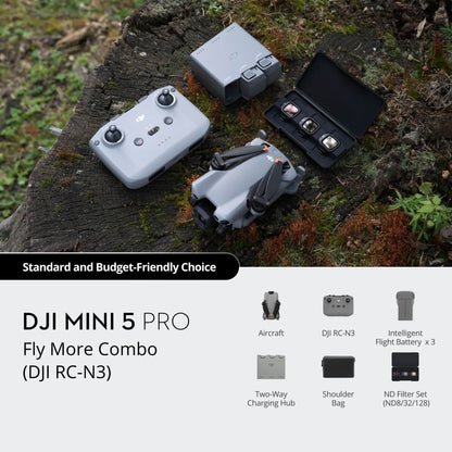 DJI Mini 5 Pro Fly More Combo Plus  Drone 1-Inch CMOS Camera Nightscape & Obstacle Sensing Remote Control for Beginner Prosumer Elite
