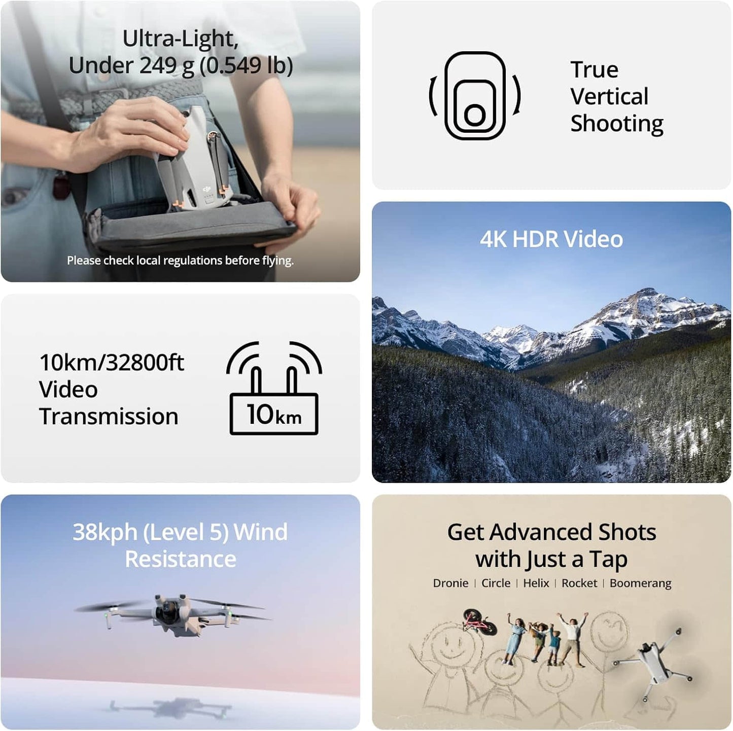 DJI Mini 3 Beginner-Friendly RC Drone with Camera 4K HDR Video True Vertical Shooting Enhanced Battery Life for All Skill Levels Elite