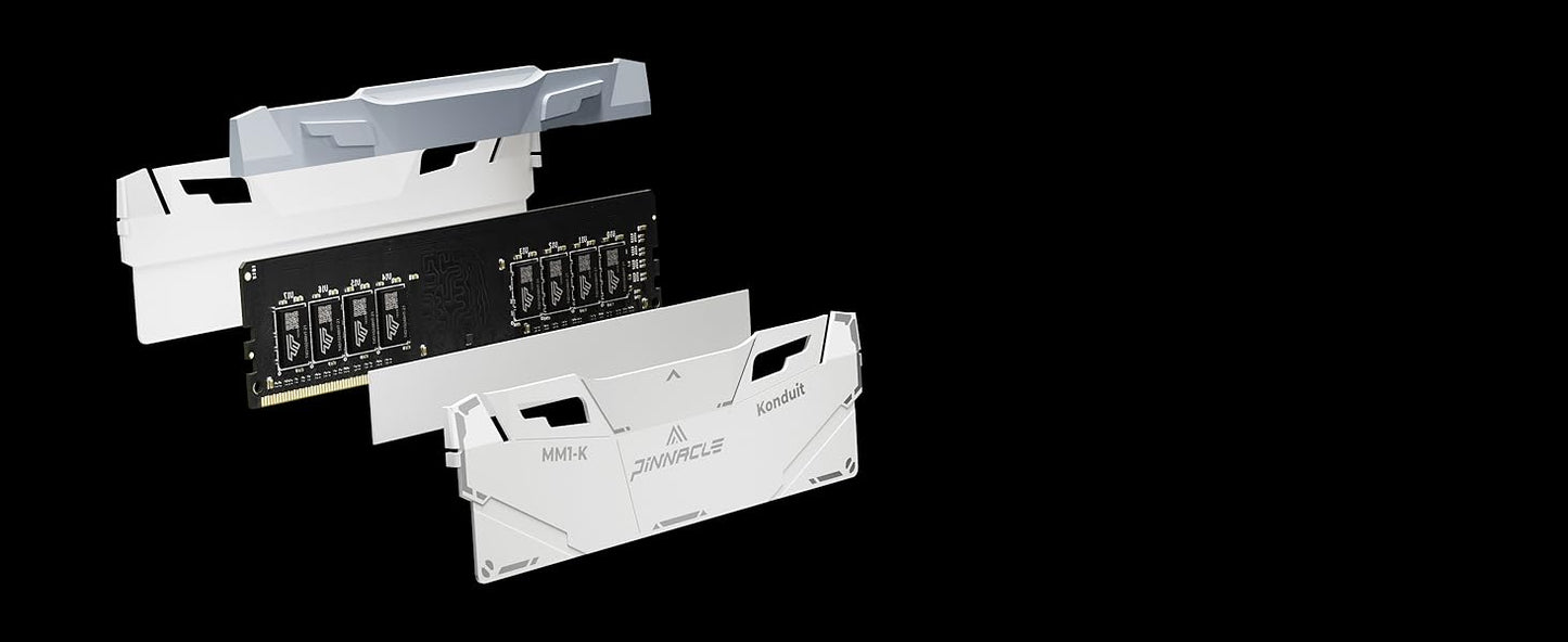 Timetec Pinnacle Konduit RGB DDR4 3200MHz PC4-25600 CL16-18-18-38 XMP2.0 Overclocking 1.35V Compatible for AMD and Intel Desktop Gaming PC Memory Module RAM (RGB White, 16GB KIT(2x8GB)) Elite