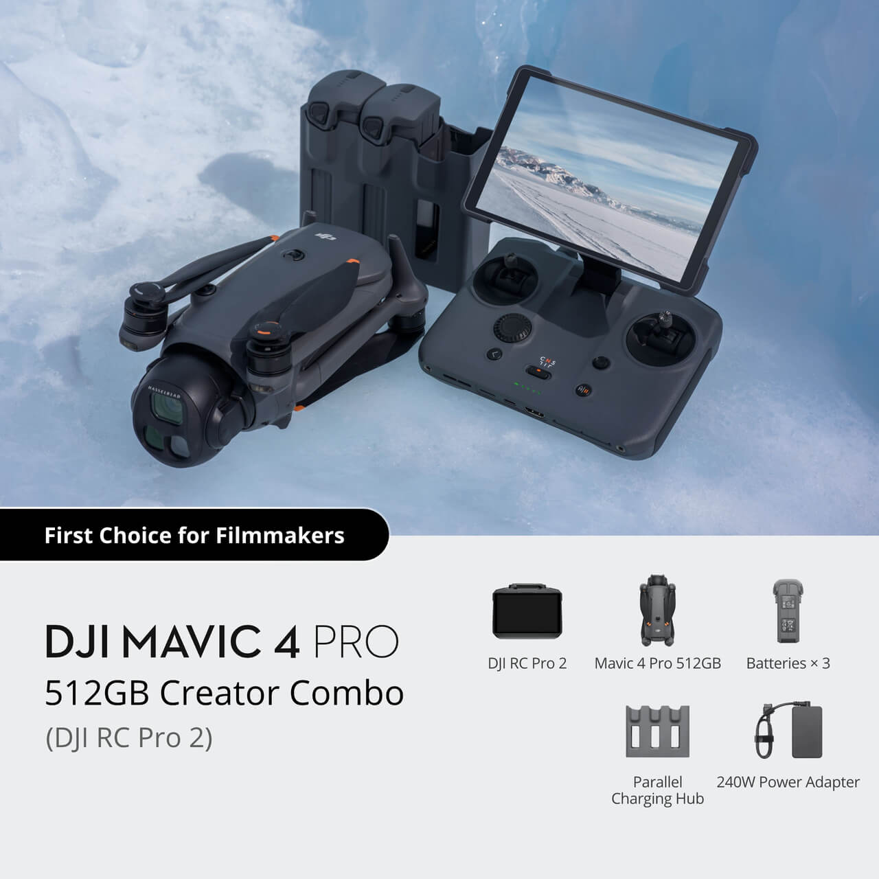 DJI  Mavic 4 Pro Combo (RC 2) O4+ 10-bit 30km HDR Video Transmission 70° Upward Shots 360° Rotation Dynamic Camera Elite