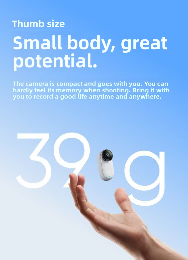 In-sta360 Go3s 128GB White Miniature Action & Sports Camcorder 4K Hand-Free POVs Stabilized Battery Life for 140 Minutes Elite