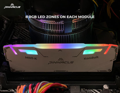 Timetec Pinnacle Konduit RGB DDR4 3200MHz PC4-25600 CL16-18-18-38 XMP2.0 Overclocking 1.35V Compatible for AMD and Intel Desktop Gaming PC Memory Module RAM (RGB White, 16GB KIT(2x8GB)) Elite