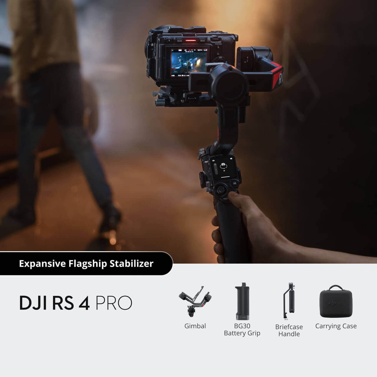For DJI RS 4 Pro 3-Axis Gimbal Stabilizer for DSLR Cinema Cameras Compatible for Canon Native Vertical Shooting 4.5kg (10lbs) Elite