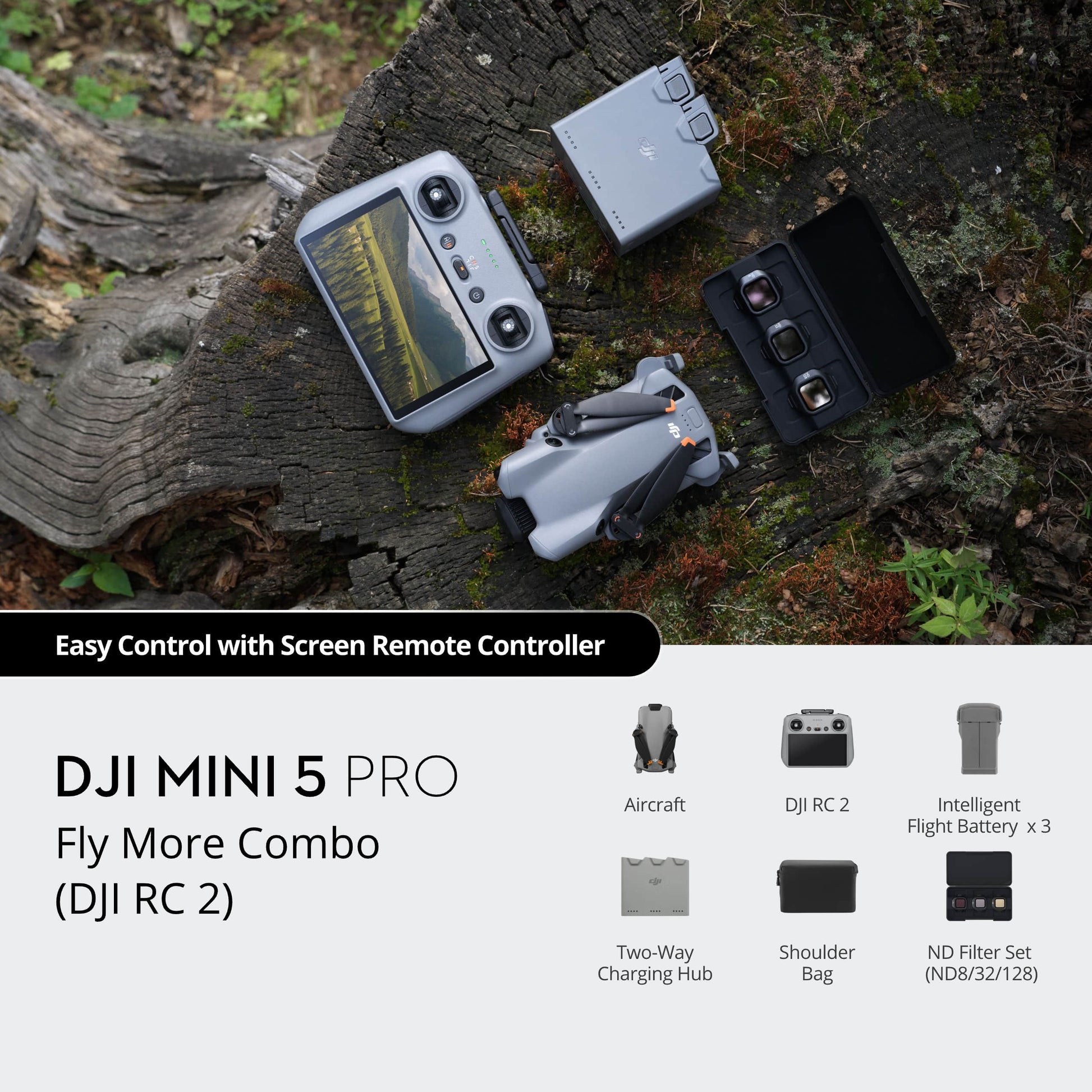 DJI Mini 5 Pro Fly More Combo Drone 1-Inch CMOS Nightscape Camera Obstacle Sensing Beginner-Friendly Includes Remote Control Elite
