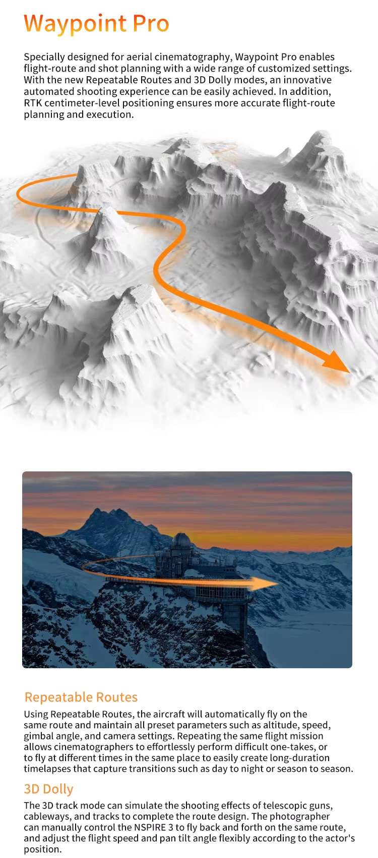 DJI Inspire 3 Camera Drone with Centimeter-Level RTK Positioning and Waypoint Pro Full-frame 8K/25fps CinemaDNG Dual Native ISO Elite