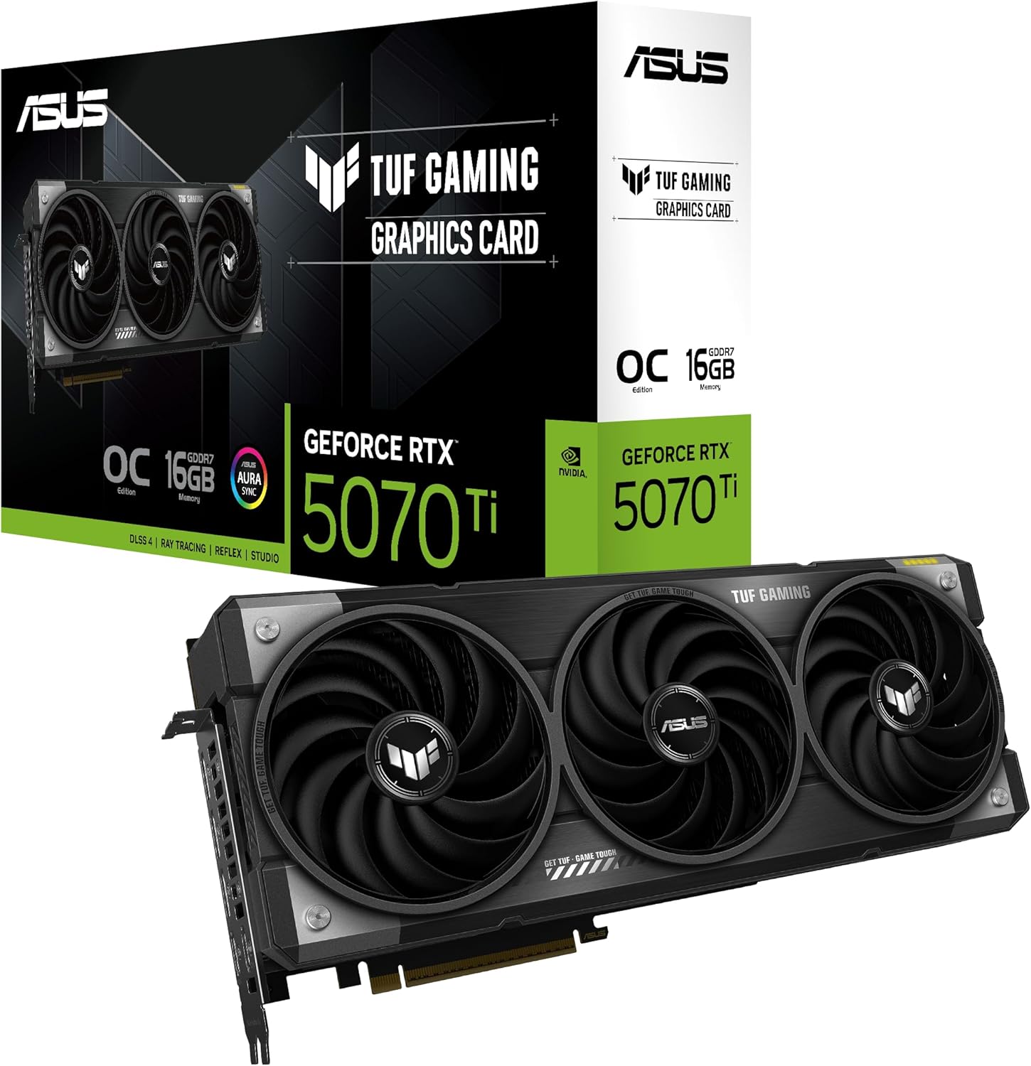 ASUS TUF Gaming GeForce RTX ™ 5070 Ti 16GB GDDR7 OC Edition Gaming Graphics Card (PCIe® 5.0, HDMI®/DP 2.1, 3.125-slot, Military-Grade Components, Protective PCB Coating, axial-tech Fans) Elite