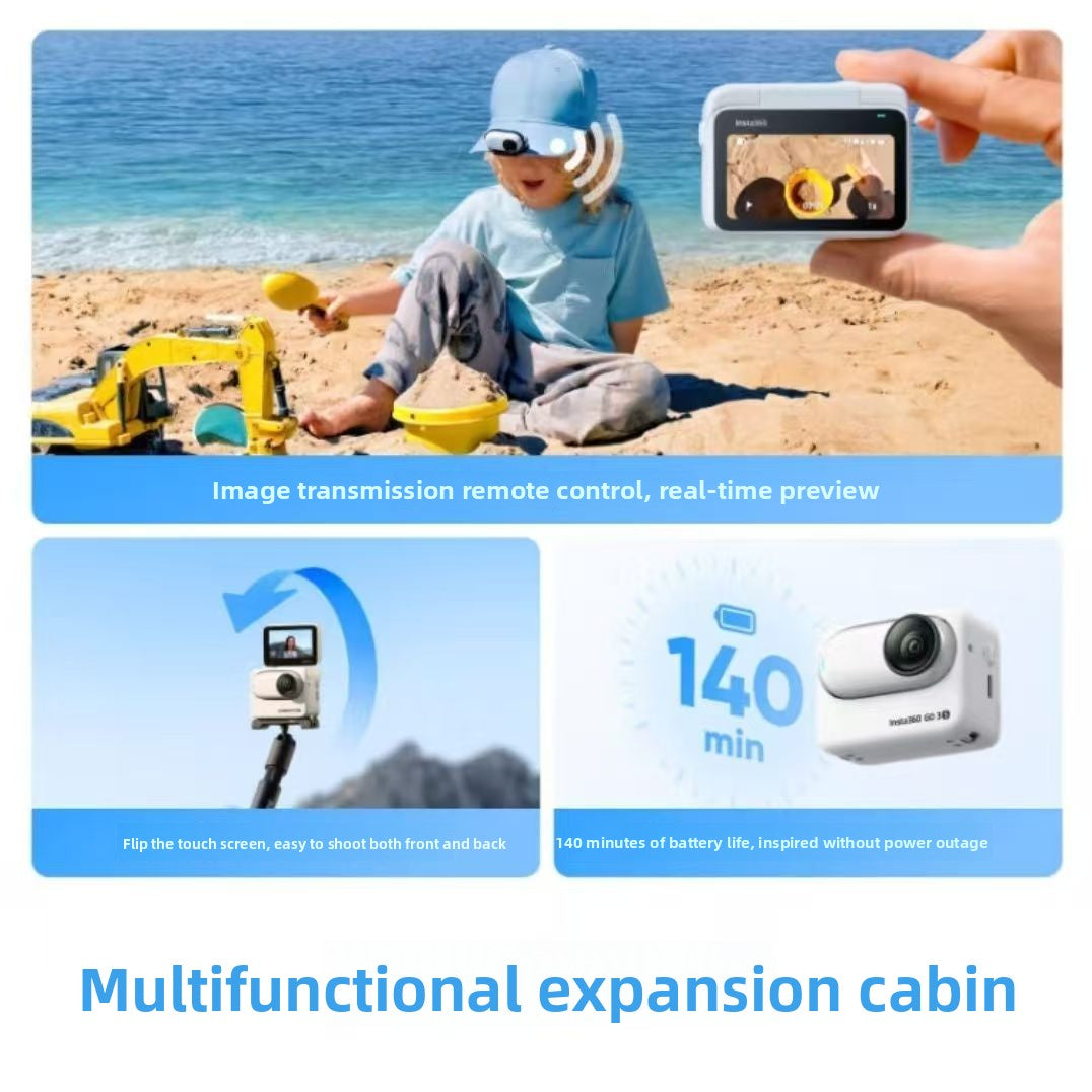 In-sta360 Go3s 128GB White Miniature Action & Sports Camcorder 4K Hand-Free POVs Stabilized Battery Life for 140 Minutes Elite