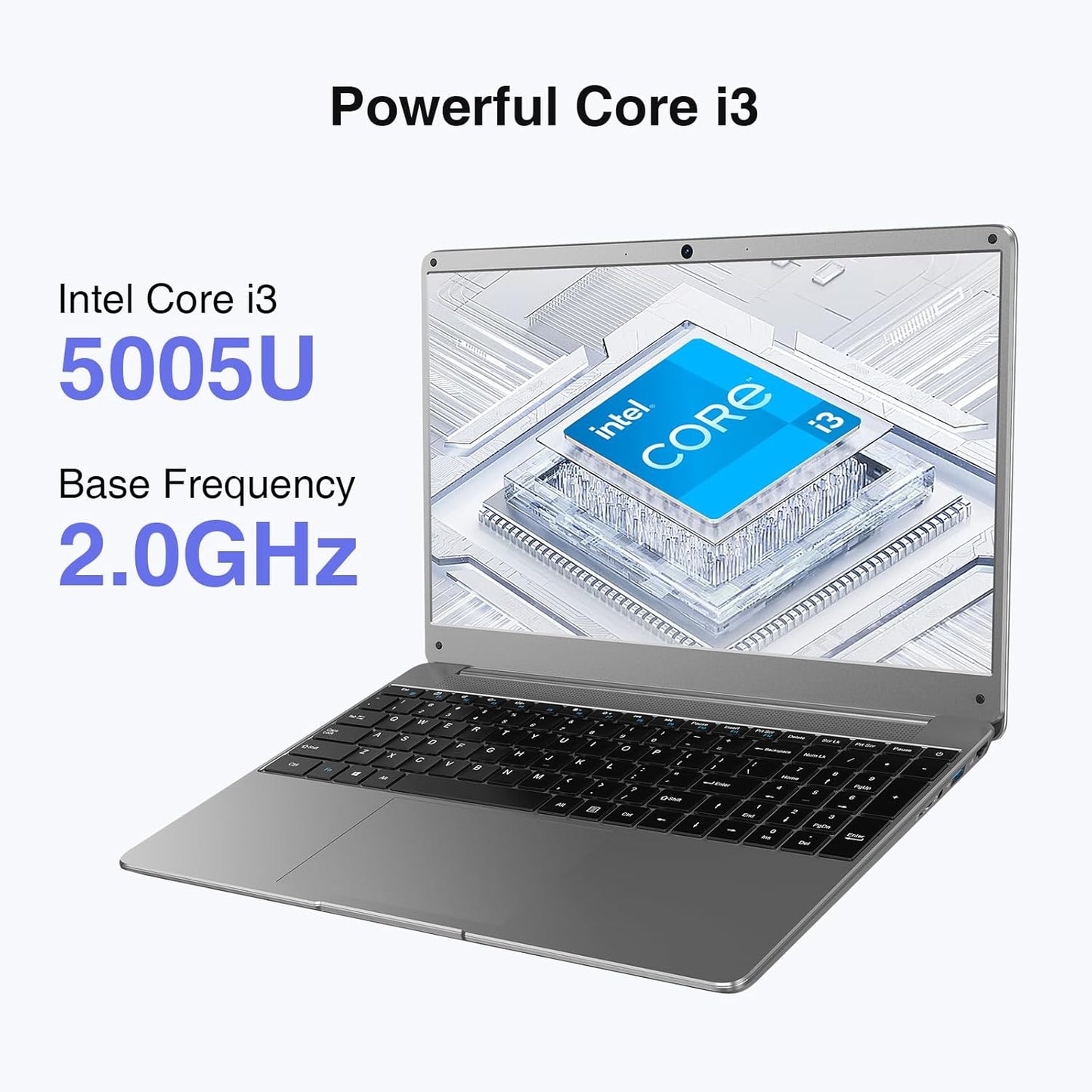 15.6" Windows 11 Laptop, Intel Core i3-5005U, 16GB RAM, 512GB SSD, FHD IPS Display, 2.4G/5G WiFi, BT5.0, RJ45, Webcam, Long Battery Life - for Work, Study, and Entertainment Elite