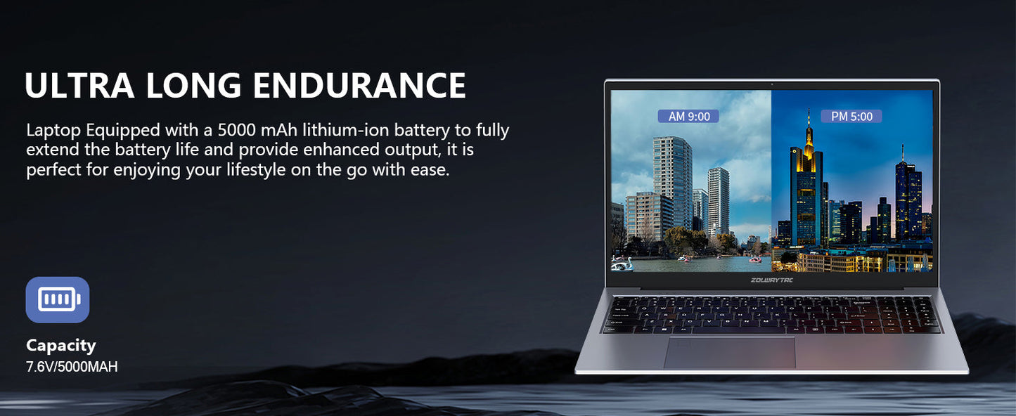 ZOLWAYTAC Laptop Gaming,Gaming laptops,16GB DDR4 512GB SSD,with N100 Processor(UP to 3.4Ghz,4C/4T),15.6" FHD 1920 * 1080P,Full Metal Housing,WiFi,BT,USB3.2,Type C Charging,180°Open Angle,Metallic Grey Elite