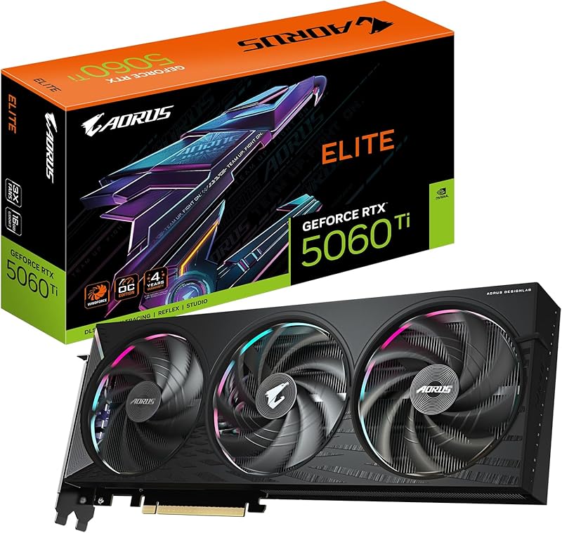 GIGABYTE GeForce RTX 5060 Ti Gaming OC 16G Graphics Card, 16GB 128-bit GDDR7, PCIe 5.0, WINDFORCE Cooling System, GV-N506TGAMING OC-16GD Video Card Elite
