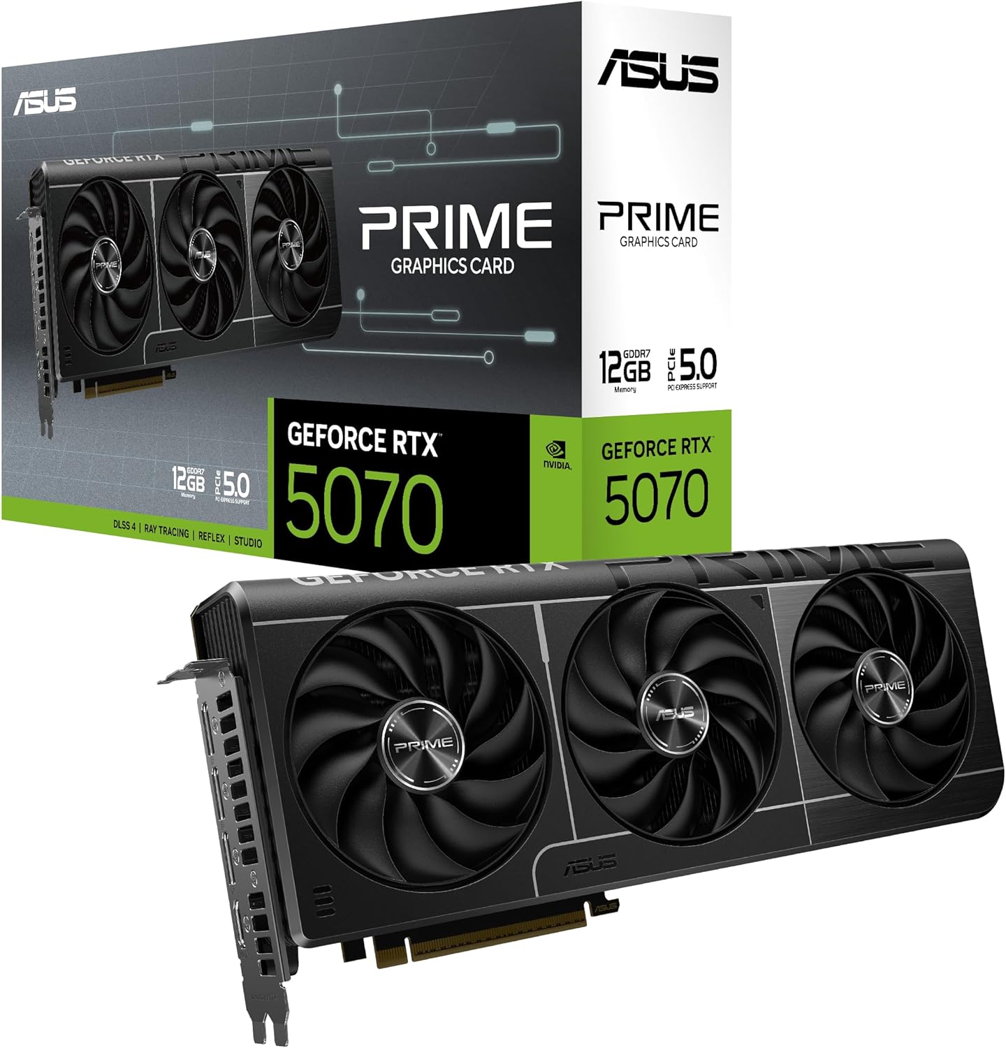 ASUS The SFF-Ready Prime GeForce RTX™ 5070 12GB GDDR7 Graphics Card (PCIe® 5.0, 12GB GDDR7, HDMI®/DP 2.1, 2.5-Slot, Axial-tech Fans, Dual BIOS) Elite