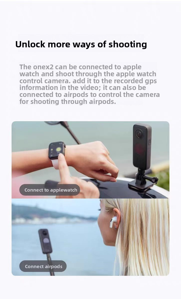 Insta360 One X2 360-Degree WaterProof Sports Action Camera with 5.7K AI Edit Live Webcam Voice Control Panoramic Features Elite