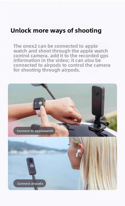 Insta360 One X2 360-Degree WaterProof Sports Action Camera with 5.7K AI Edit Live Webcam Voice Control Panoramic Features Elite