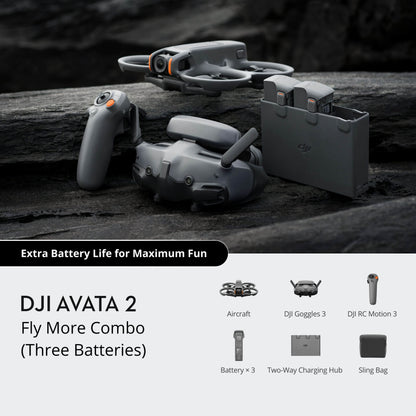 New DJI Avata 2 Fly More Combo with Remote Control 1/1.3-inch Image Sensor Three Batteries Built-in Propeller Guard Turtle Mode Elite