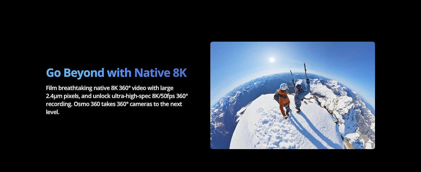 For DJI Osmo 360 WaterProof 8K 360° Action Camera 1-Inch 360° Imaging Extended Battery Life 3 Batteries Native 8K Prosumer Elite