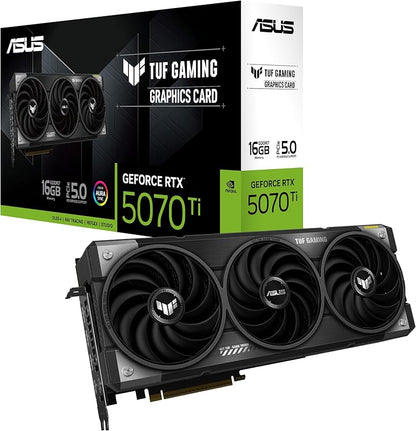 ASUS ROG Strix GeForce RTX 5070 Ti OC Edition 16GB GDDR7 Graphics Card (PCIe 5.0, HDMI/DP 2.1, 3.2-slot, Axial-tech fans, MaxContact design with vapor chamber, phase-change GPU thermal pad, aura sync) Elite