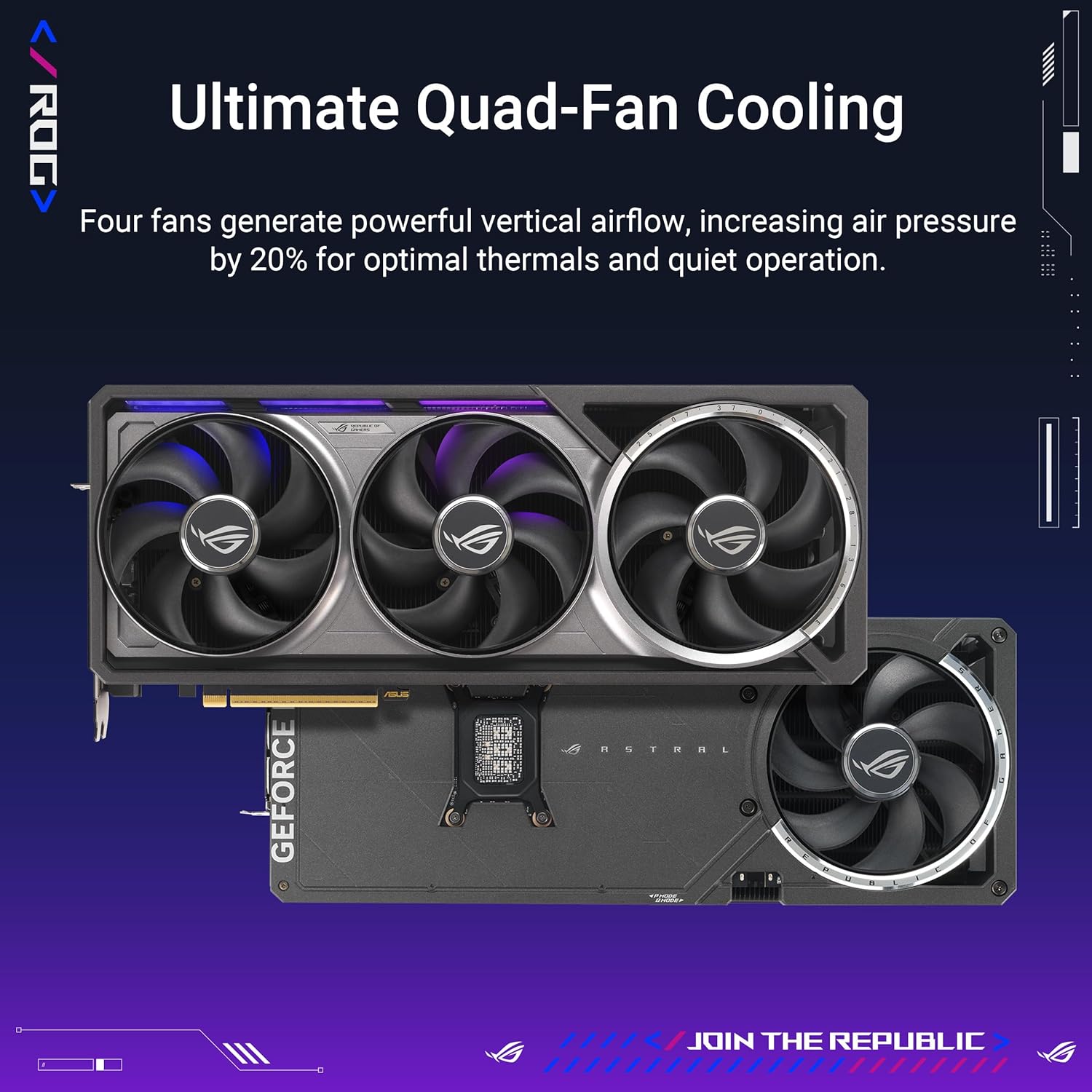 ASUS ROG Astral GeForce RTX™ 5080 OC Edition Gaming Graphics Card (PCIe® 5.0, 16GB GDDR7, HDMI®/DP 2.1, 3.8-Slot, 4-Fan Design, Axial-tech Fans, Patented Vapor Chamber, Phase-Change GPU Thermal pad) Elite