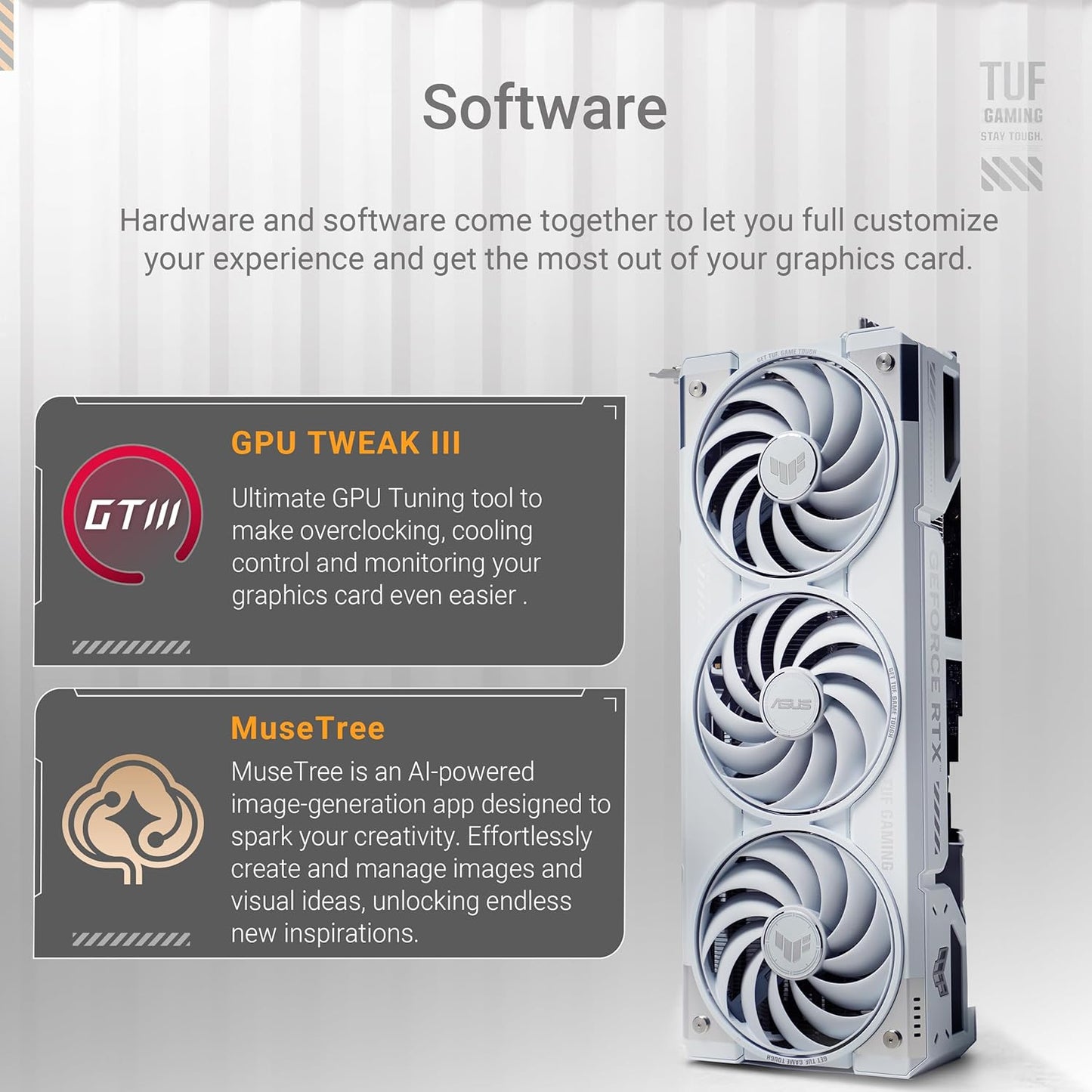 ASUS TUF Gaming GeForce RTX ™ 5070 Ti 16GB GDDR7 White OC Edition Gaming Graphics Card (PCIe® 5.0, HDMI®/DP 2.1, 3.125-slot, Military-Grade Components, Protective PCB Coating, axial-tech Fans) Elite