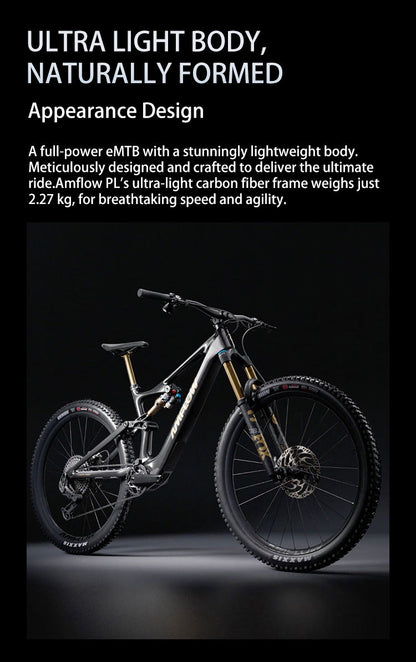 DJI Amflow PL Carbon E-Mountain Bike With DJI Avinox Drive System Built-in LED Control Display Amflow PL Full Suspension Ebike Elite