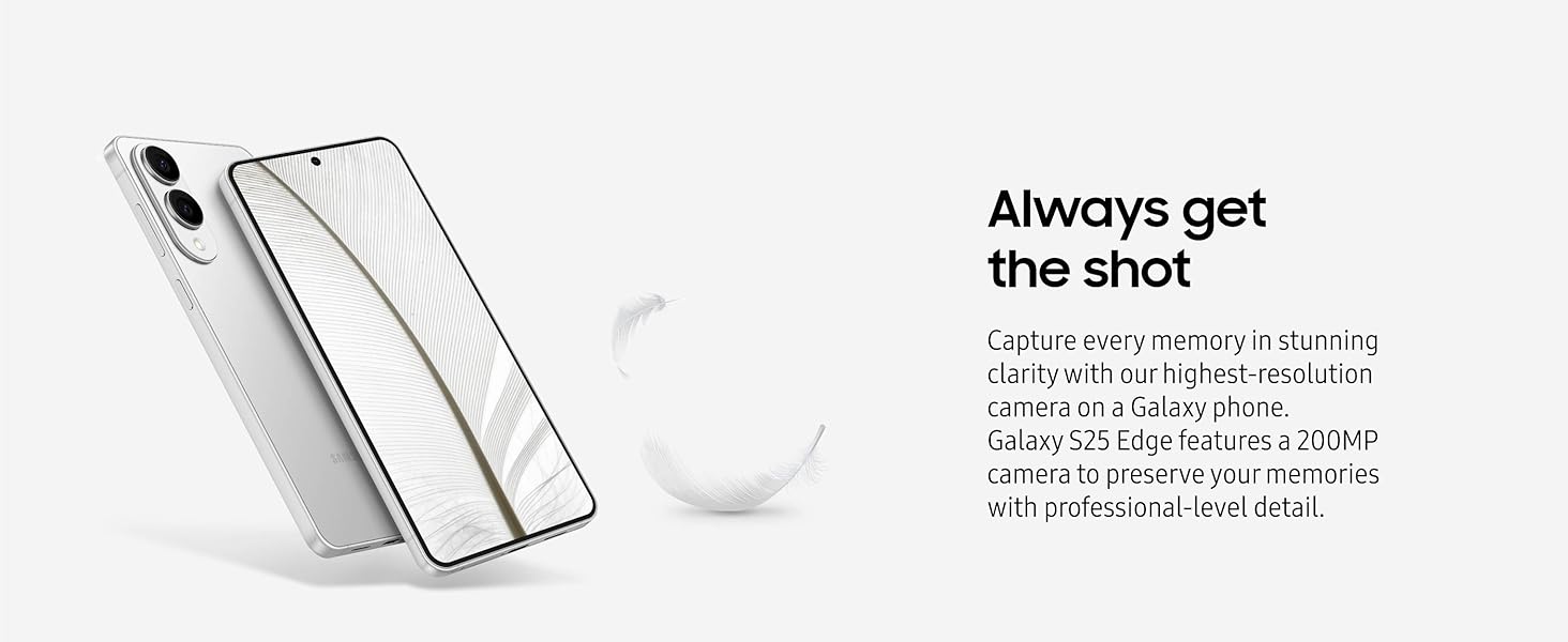 SAMSUNG Galaxy S25 Edge Cell Phone, 256 GB AI Smartphone, Unlocked Android, Night Video, Fast Processor, ProScaler Display, All-Day Battery, 2025, US 1 Yr Manufacturer Warranty, Titanium Silver Elite