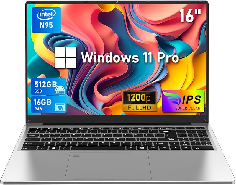 Laptop Computer, Gaming Laptops 2025, 16 Inch Lap Top PC Win 11 Pro, 16GB RAM 1TB SSD, N100 Processor(up to 3.4GHz), Backlit Keyboard, for Business and Students Elite