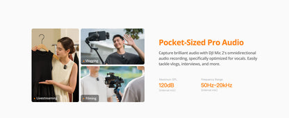 DJI Mic 2 2 TX 1 RX Charging Case Wireless Intelligent Noise Cancelling Lavalier Microphone 32-bit Float Internal Recording 820 Elite