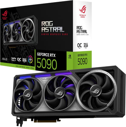 ASUS ROG Astral GeForce RTX™ 5090 OC Edition Gaming Graphics Card (PCIe® 5.0, 32GB GDDR7, HDMI®/DP 2.1, 3.8-Slot, 4-Fan Design, Axial-tech Fans, Patented Vapor Chamber, Phase-Change GPU Thermal pad) Elite