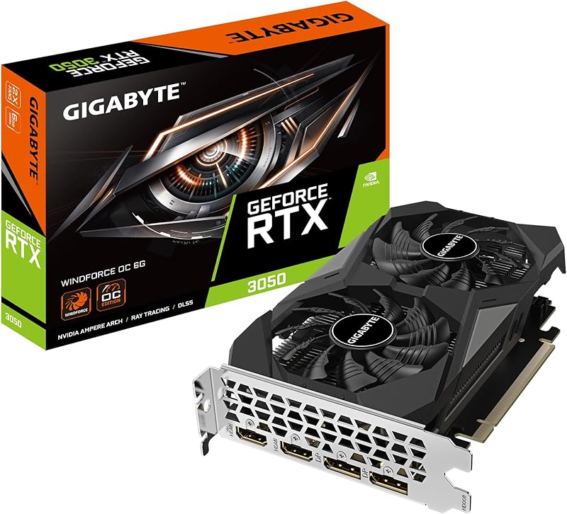 GIGABYTE GeForce RTX 3050 WINDFORCE OC V2 6G Graphics Card, 2X WINDFORCE Fans, 6GB GDDR6 96-bit GDDR6, GV-N3050WF2OCV2-6GD Graphics Card Elite