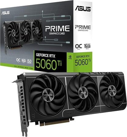 ASUS The SFF-Ready Prime GeForce RTX™ 5060 Ti 16GB GDDR7 Graphics Card (PCIe® 5.0, 16GB GDDR7, HDMI®/DP 2.1, 2.5-Slot, Axial-tech Fans, Dual BIOS) Elite