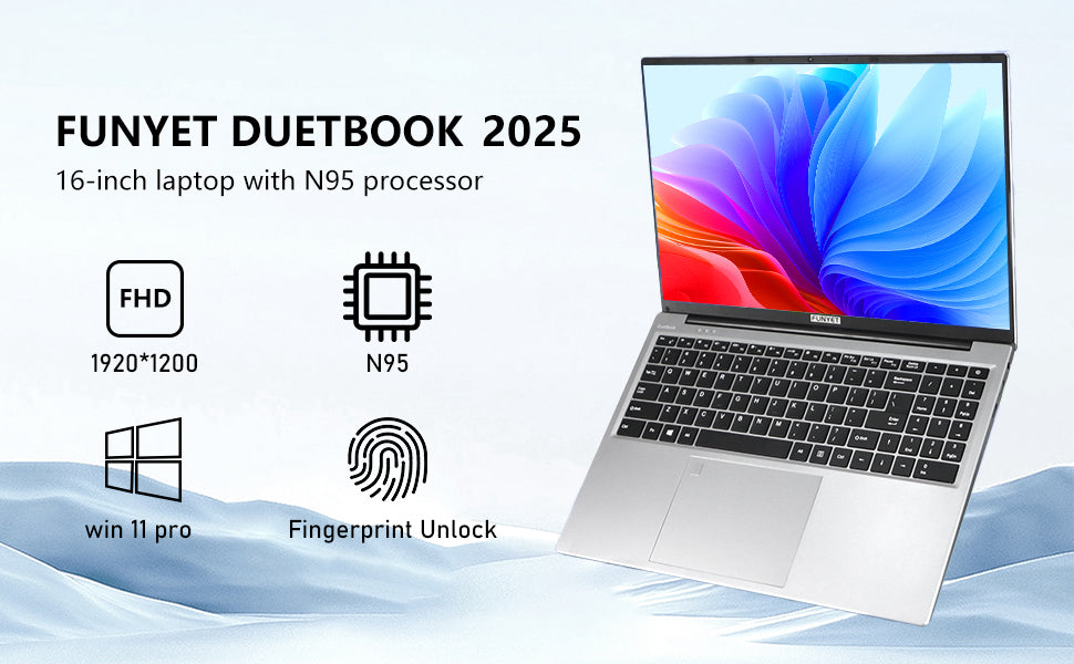 Laptop Computer, Gaming Laptop 2025 Windows 11 Pro, 16 Inch Lap Top PC, 16GB RAM 512GB SSD, Intel 12th Gen N95 Processor(up to 3.4GHz), Backlit Keyboard, Fingerprint Unlock, FHD 1920 * 1200 Elite