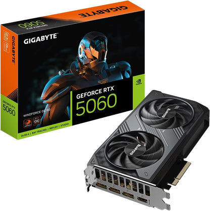 GIGABYTE GeForce RTX 5060 WINDFORCE OC 8G Graphics Card, 8GB 128-bit GDDR7, PCIe 5.0, WINDFORCE Cooling System, GV-N5060WF2OC-8GD Video Card Elite
