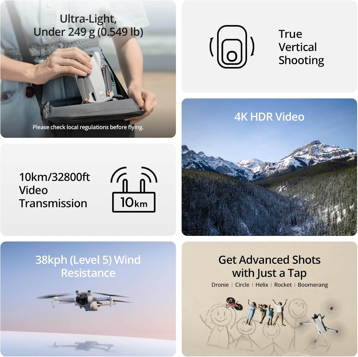 DJI Mini 3 Beginner-Friendly RC Drone with Camera 4K HDR Video True Vertical Shooting Enhanced Battery Life for All Skill Levels Elite