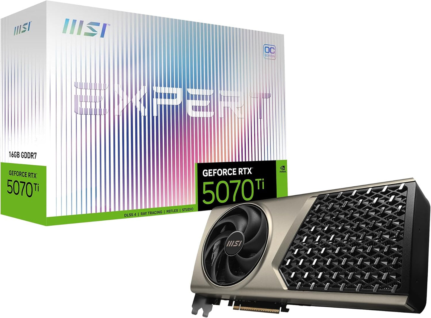 MSI Gaming RTX 5070 Ti 16G Expert OC Graphics Card (16GB GDDR7, 256-bit, Extreme Performance: 2588, DisplayPort x 3 2.1a, HDMI 2.1b, NVIDIA Blackwell Architecture) Elite