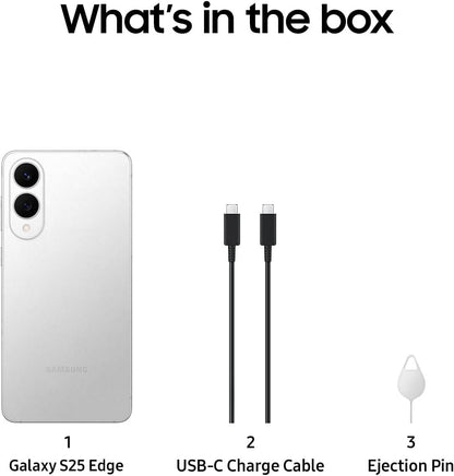 SAMSUNG Galaxy S25 Edge 256GB AISmartphone NightVid FastProc ProDisplay AllDayBat 2025 TitanSilver Elite