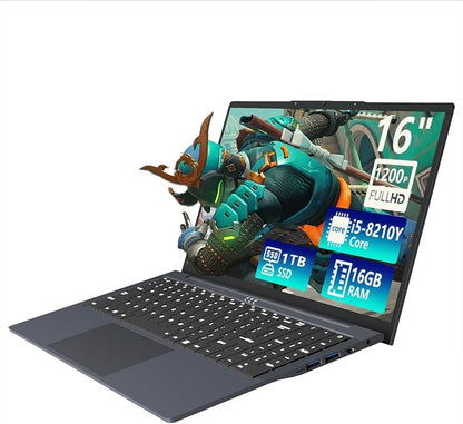 16 Inch Laptop Computer, FHD IPS 1200p Screen, Gaming Laptop i5 (Up to 3.6GHz) for 16GB LPDDR4 RAM 1TB SSD, 180 Angle Open WiFi 5 HDMI Backlit Keyboard UHD Graphics 617 with Numeric Keypad Elite