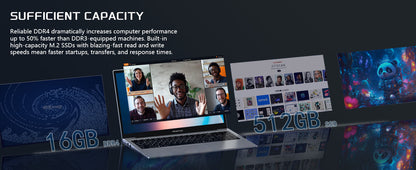 ZOLWAYTAC Laptop Gaming,Gaming laptops,16GB DDR4 512GB SSD,with N100 Processor(UP to 3.4Ghz,4C/4T),15.6" FHD 1920 * 1080P,Full Metal Housing,WiFi,BT,USB3.2,Type C Charging,180°Open Angle,Metallic Grey Elite