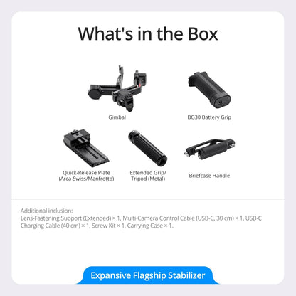 For DJI RS 4 Pro 3-Axis Gimbal Stabilizer for DSLR Cinema Cameras Compatible for Canon Native Vertical Shooting 4.5kg (10lbs) Elite