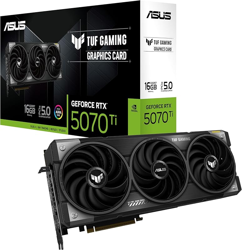 ASUS TUF Gaming GeForce RTX ™ 5070 Ti 16GB GDDR7 White OC Edition Gaming Graphics Card (PCIe® 5.0, HDMI®/DP 2.1, 3.125-slot, Military-Grade Components, Protective PCB Coating, axial-tech Fans) Elite