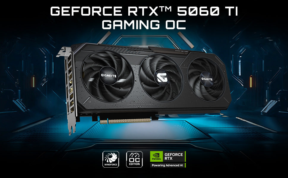 GIGABYTE GeForce RTX 5060 Ti Gaming OC 16G Graphics Card, 16GB 128-bit GDDR7, PCIe 5.0, WINDFORCE Cooling System, GV-N506TGAMING OC-16GD Video Card Elite