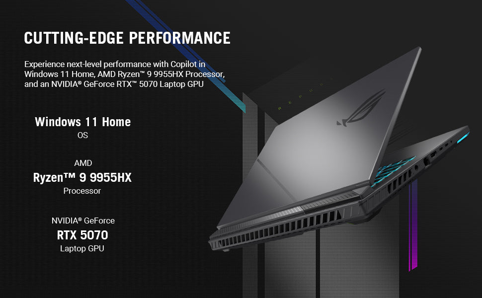 ASUS ROG Strix G16 (2025) Gaming Laptop, 16” ROG Nebula 16:10 2.5K 240Hz/3ms, NVIDIA® GeForce RTX™ 5070, AMD Ryzen™ 9 9955HX Processor, 32GB DDR5-5600, 1TB PCIe Gen 4 SSD, Wi-Fi 6E, Windows 11 Home Elite