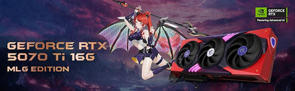 MSI Gaming RTX 5070 Ti 16G MLG Edition OC Graphics Card (16GB GDDR7, 256-bit, Extreme Clock 2580 MHz, DisplayPort x 3 2.1a, HDMI 2.1b, NVIDIA Blackwell Architecture) Elite